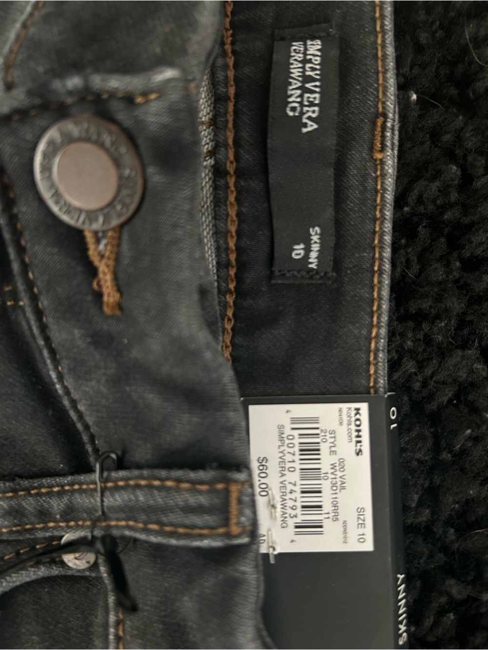✅ NWT Simply Vera Vera Wang Beyond Denim High Rise Skinny Jeans Size 10 - Picture 6 of 6